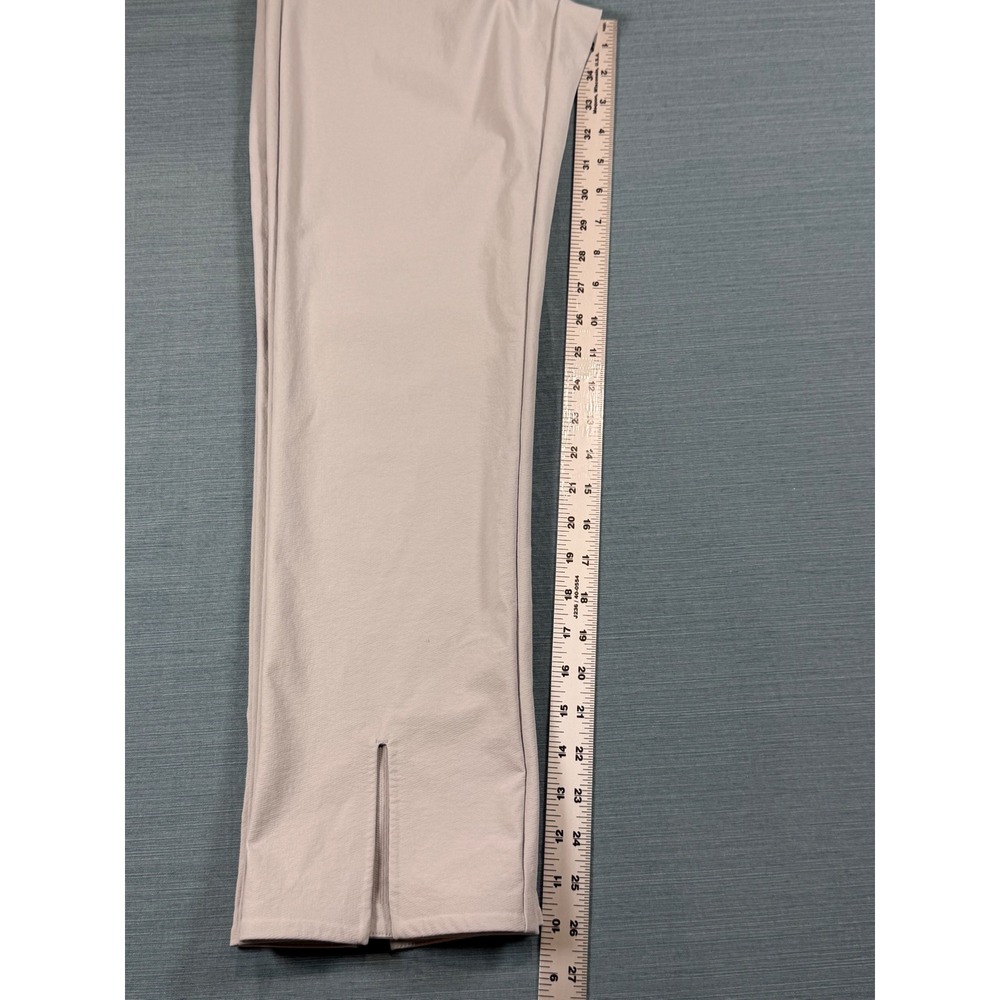 Athleta Delancey Skyline Straight Leg Pants Beige High‎ Rise Hem Slit Womens 8 - Picture 6 of 10